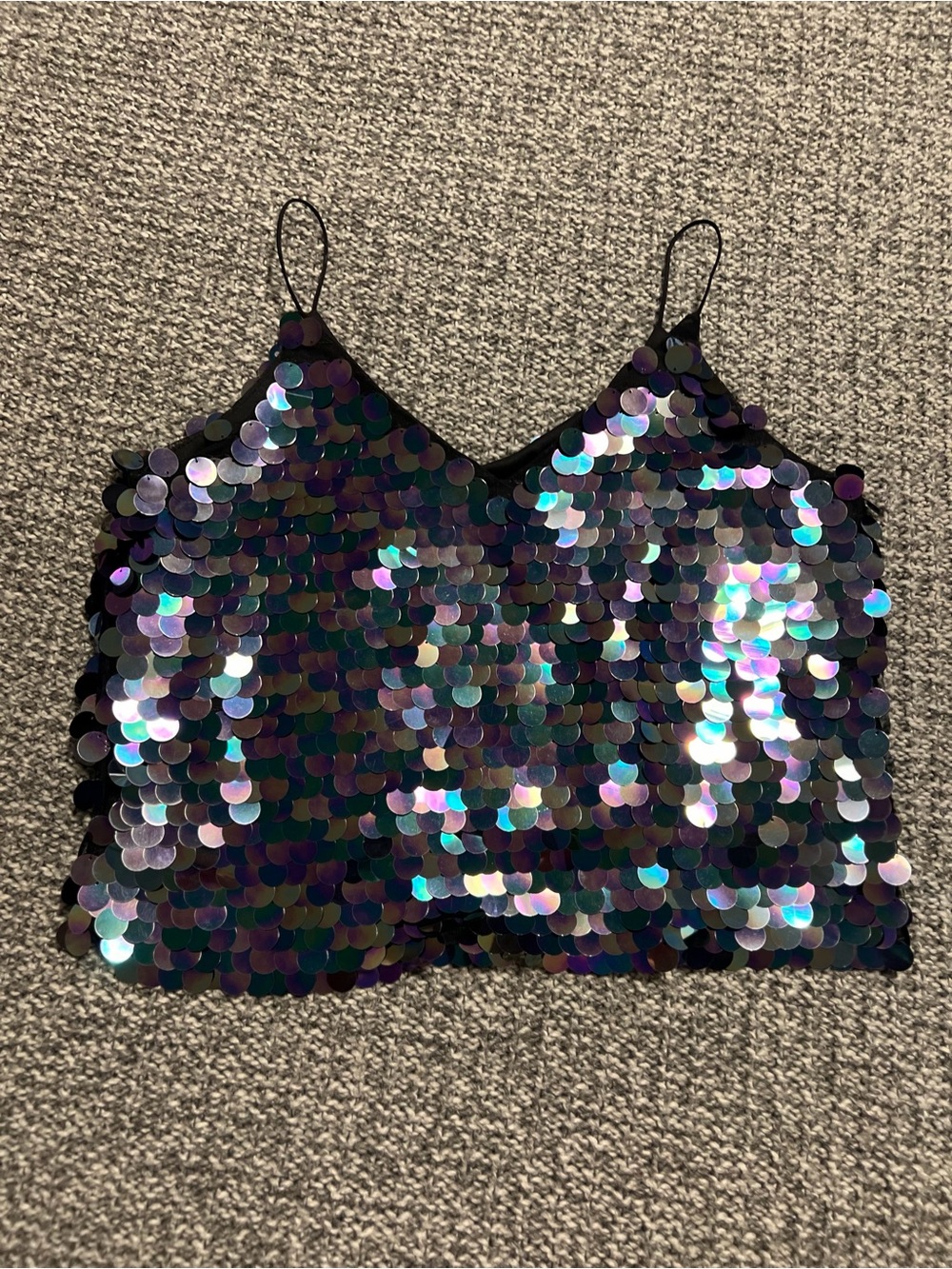 Iridiscent Sequin Cami Tank Top - MERMAID TOP- size L - NEW